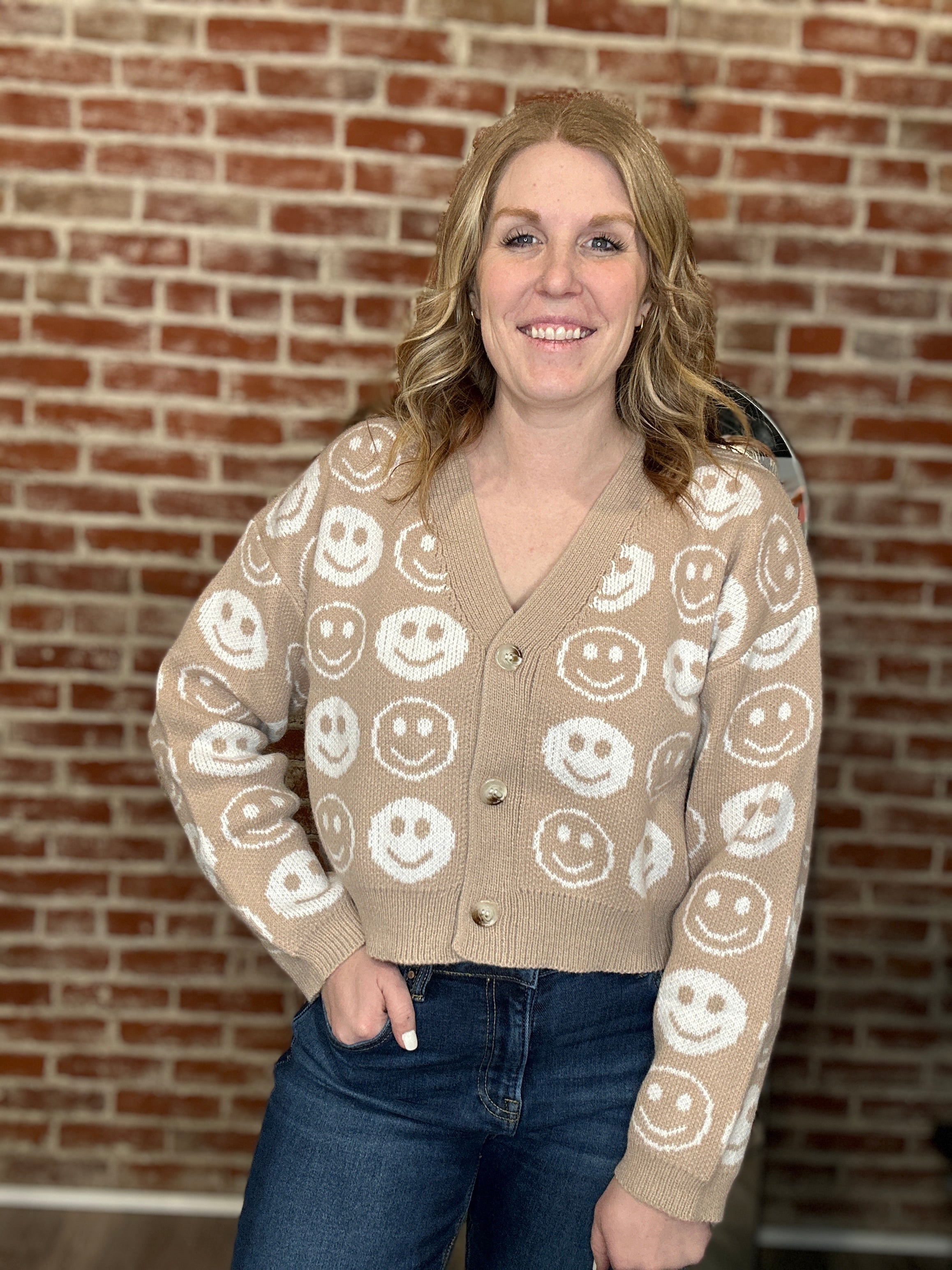 Smile All Day, Taupe Sweater