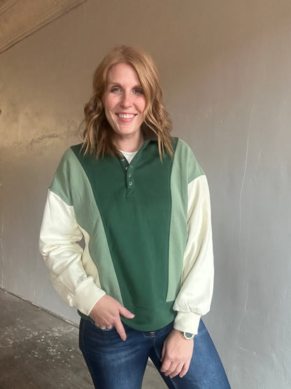 Collared Half Snap Top