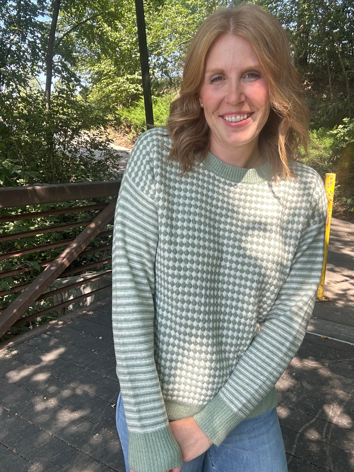 Sage Checkerboard Sweater