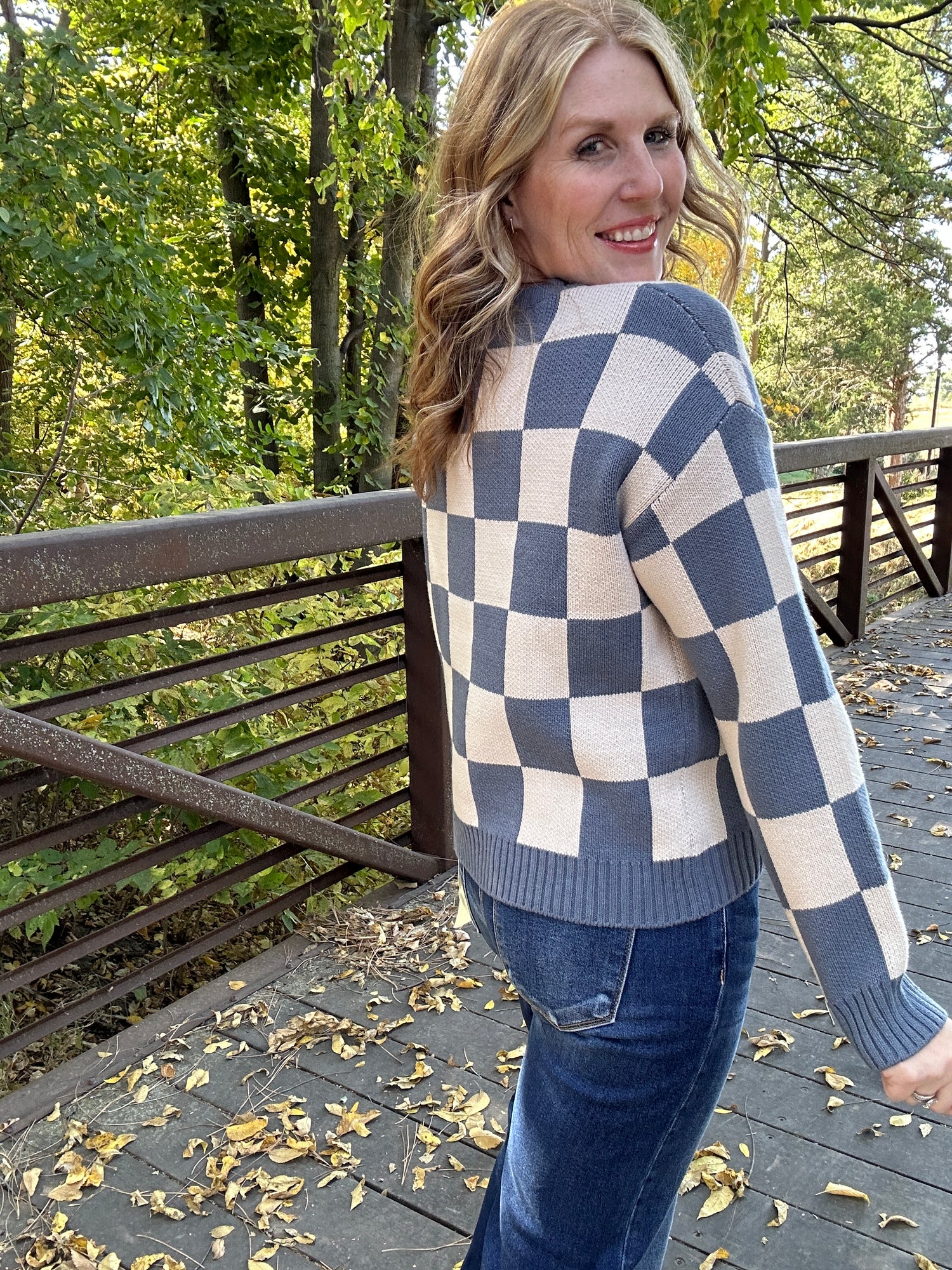 Blue Checker Sweater