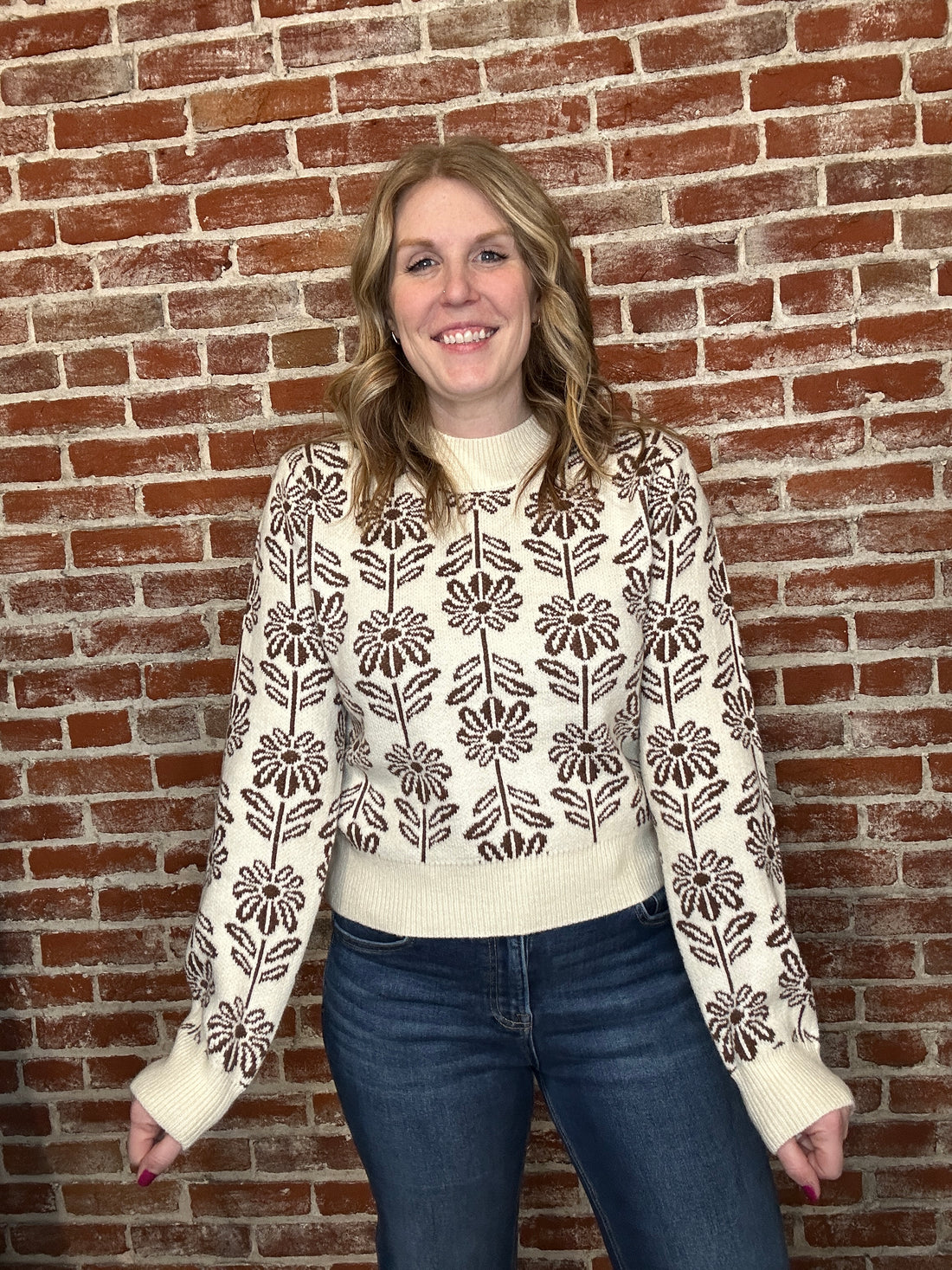 Mocha Flower Sweater