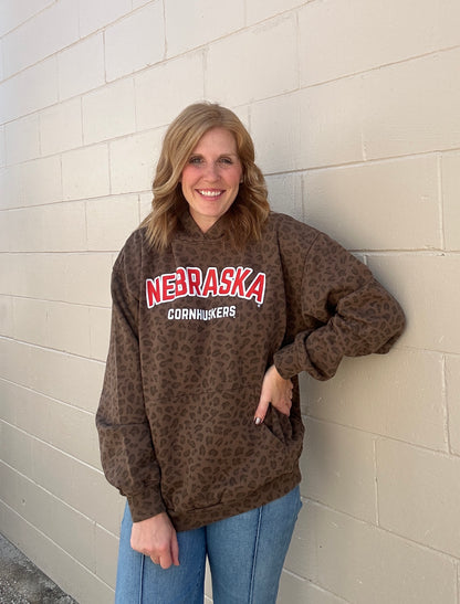 Nebraska- Cornhusker Leopard Hoodie