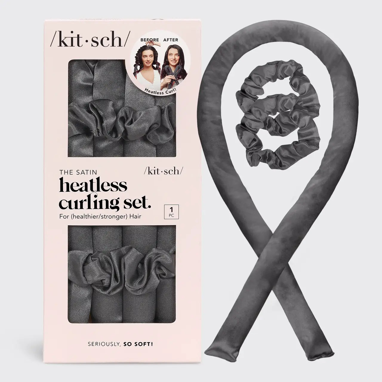 Satin Heatless Curling Set-Charcoal