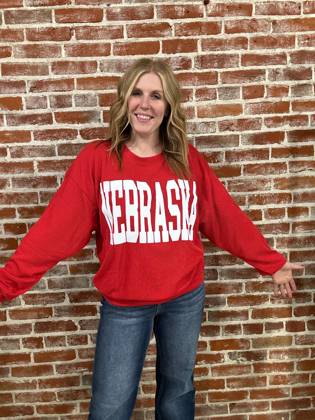 Nebraska Corded Sweatshirt, RED