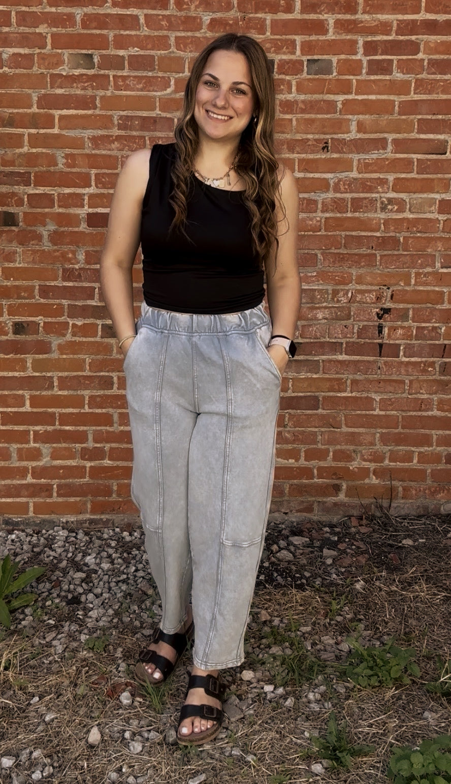 Acid Washed Elastic Joggers