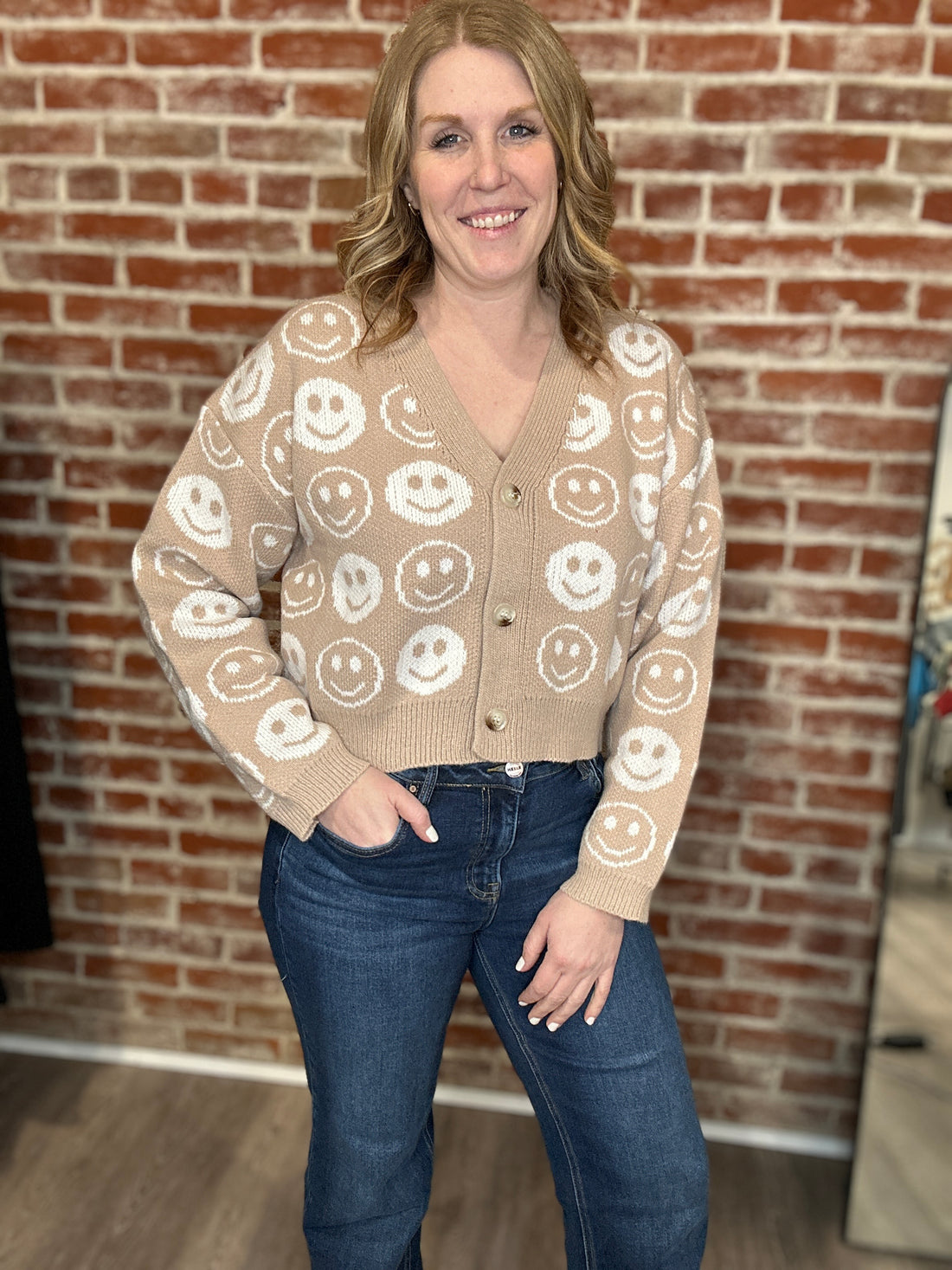 Smile All Day, Taupe Sweater