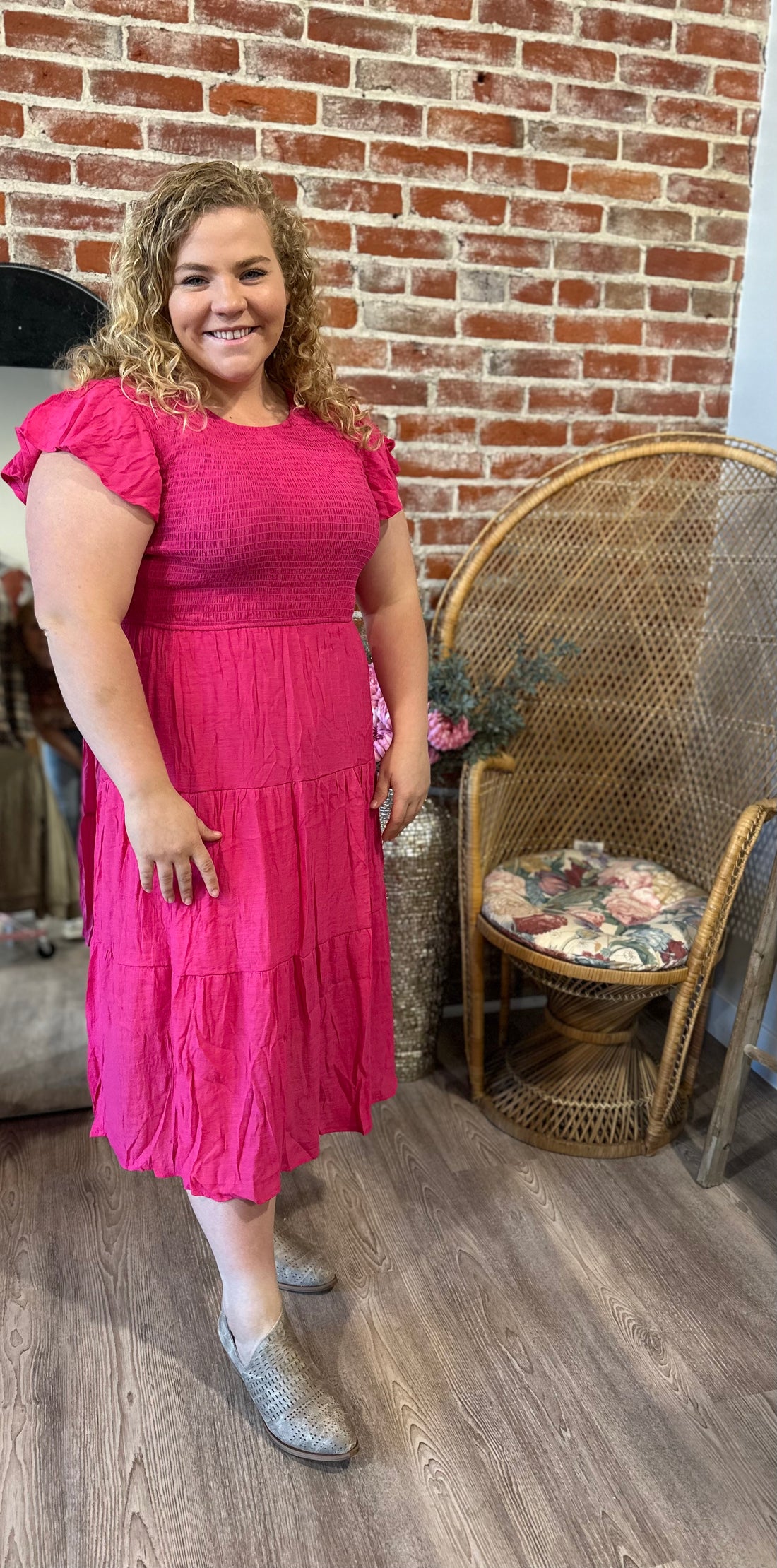 Kelsey Curvy Dress, Fuschia
