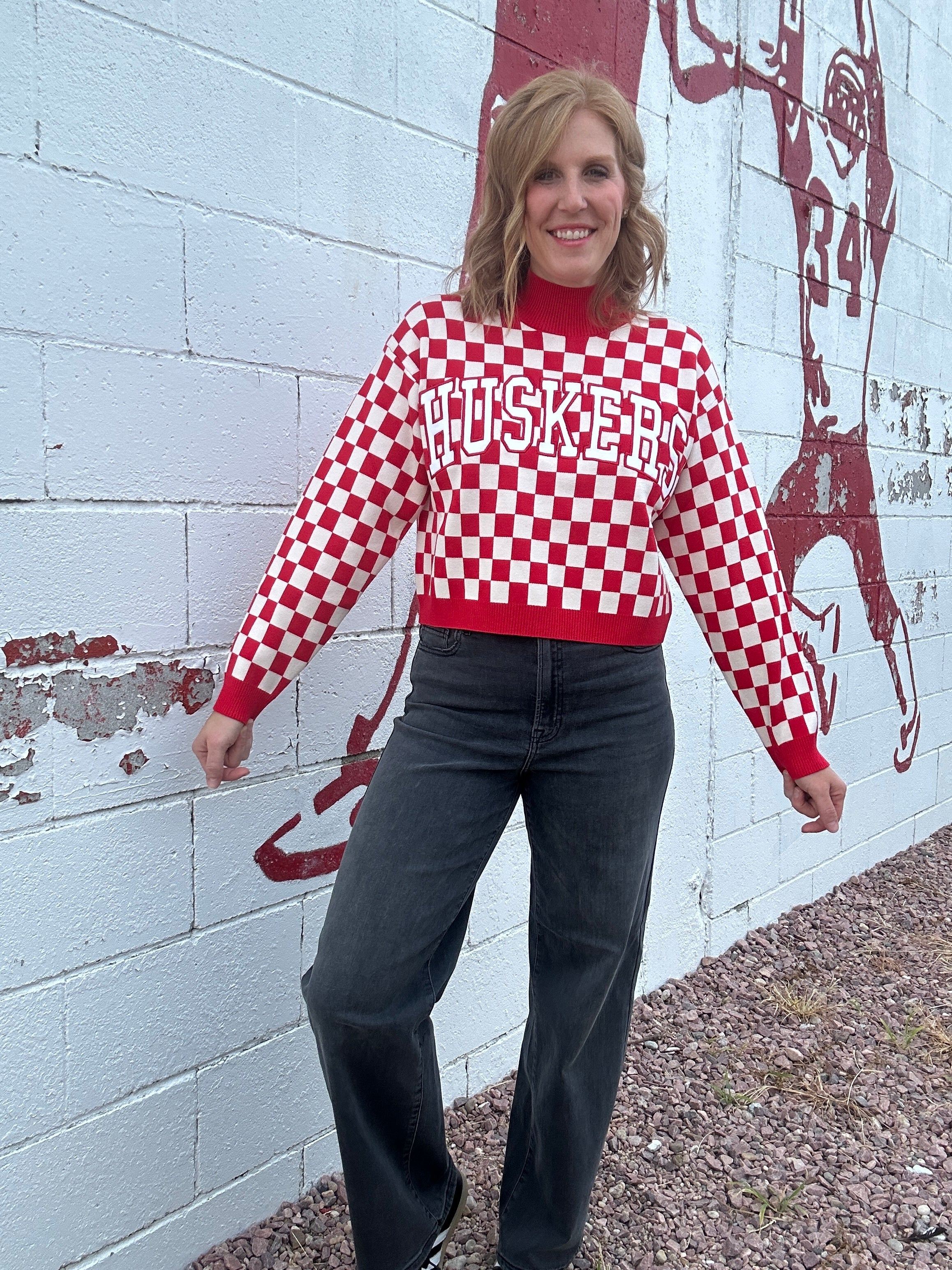 Nebraska- Checkerboard Sweater