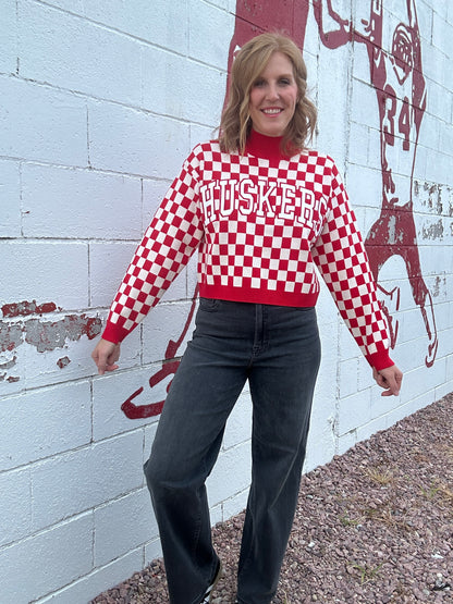 Nebraska- Checkerboard Sweater