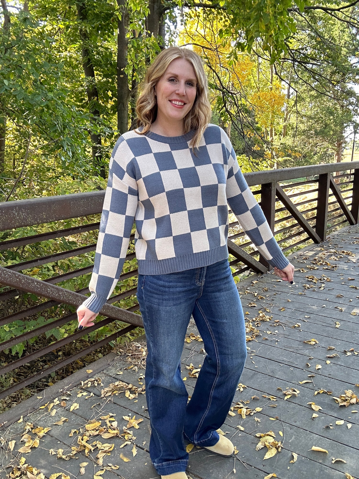 Blue Checker Sweater