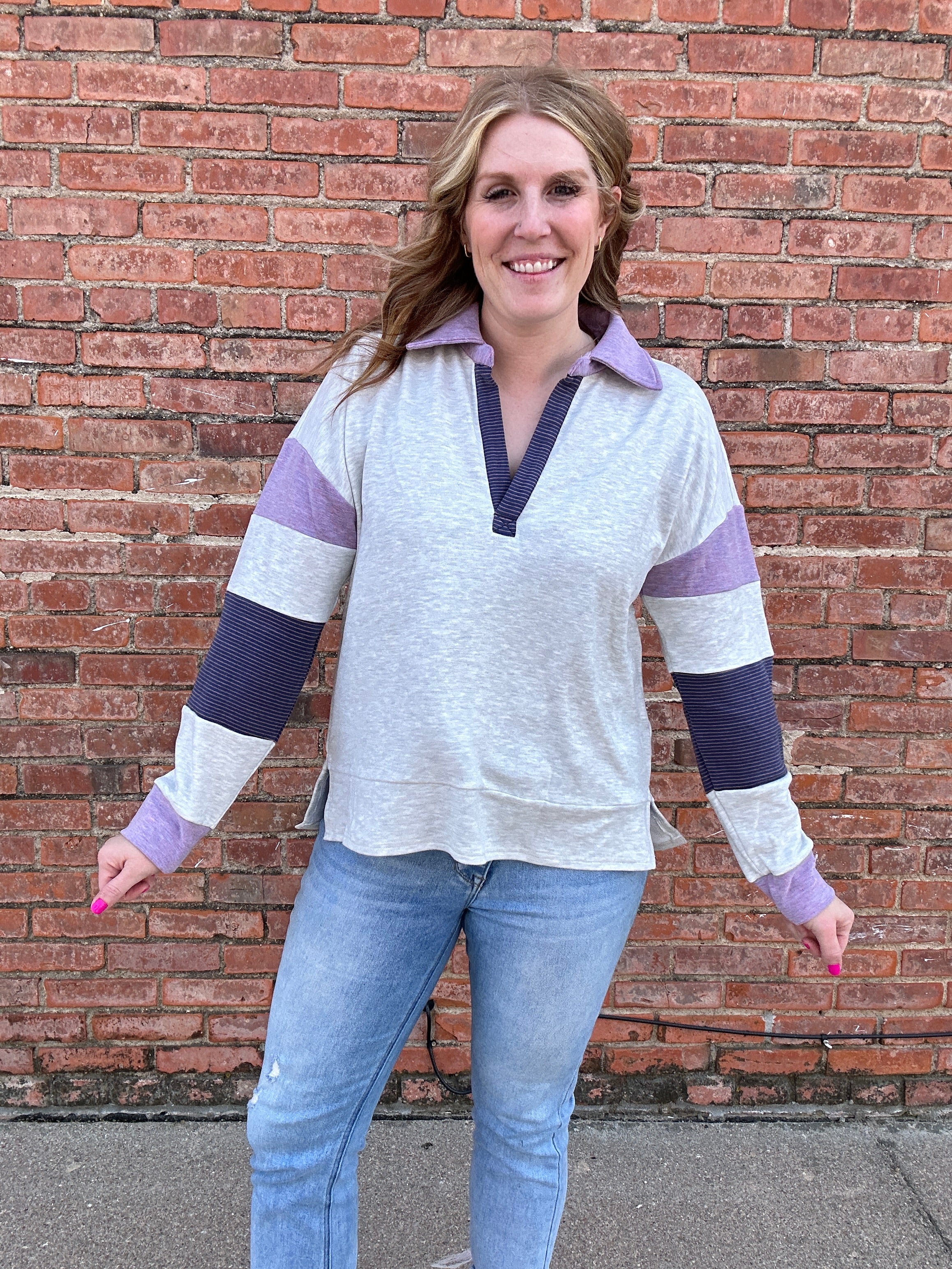 Orchid Stripe Colorblock Pullover