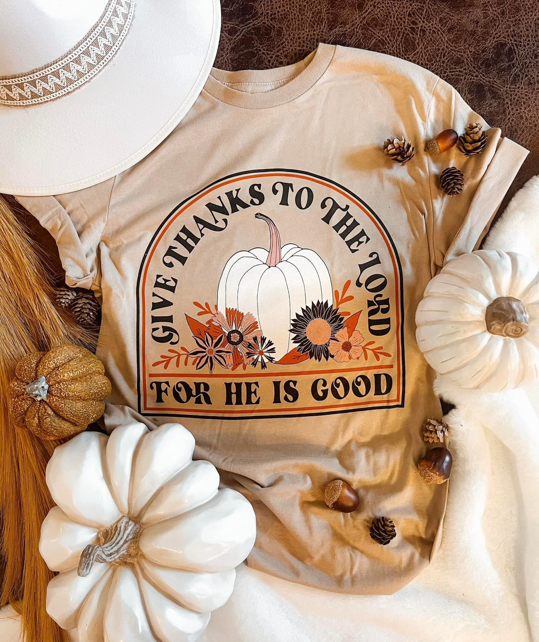 Give Thanks Graphic Tee, cream