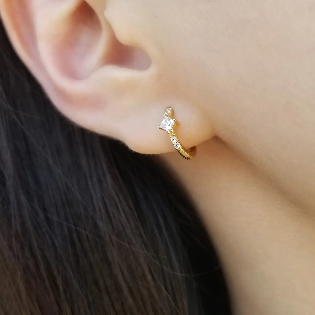 Dainty Crystal Huggie Earrings