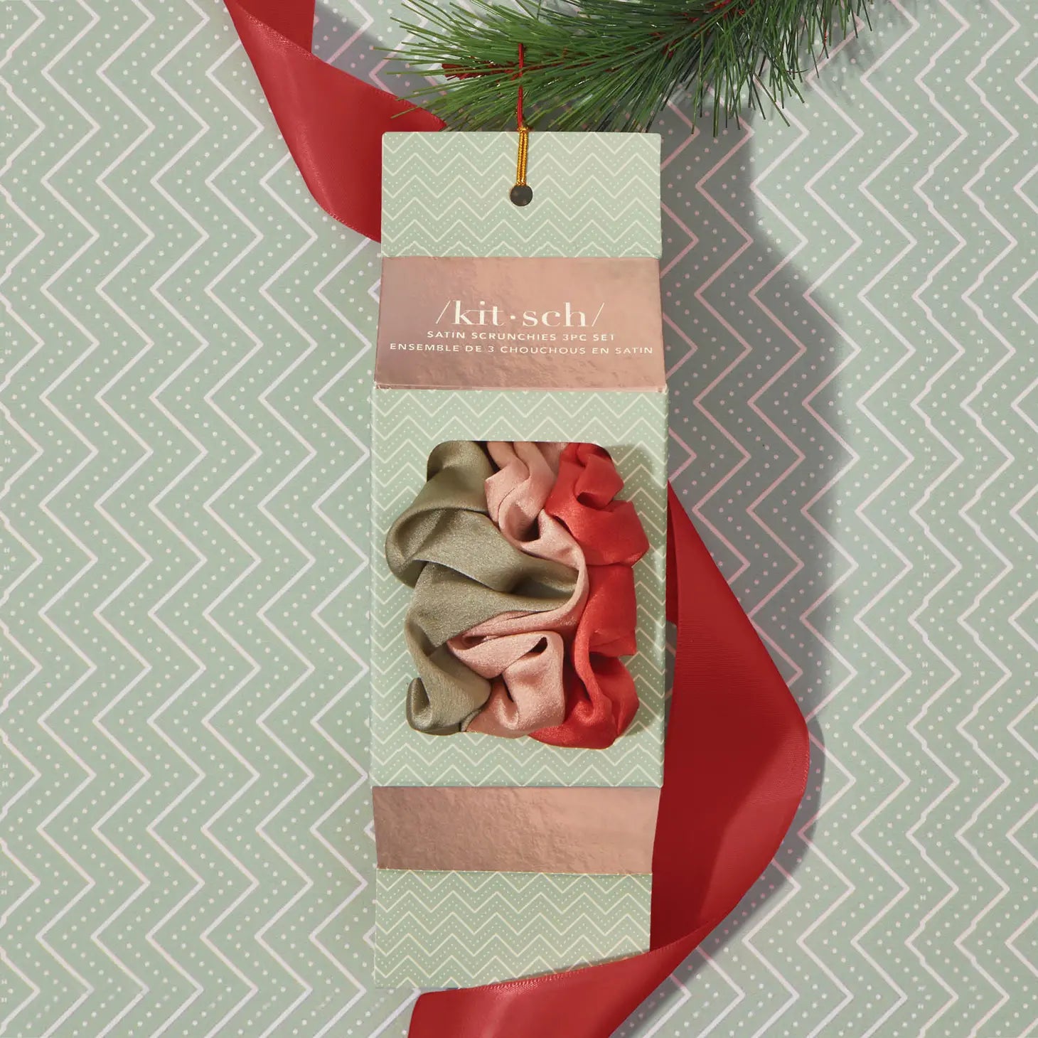 Holiday Ornament Satin Scrunchies