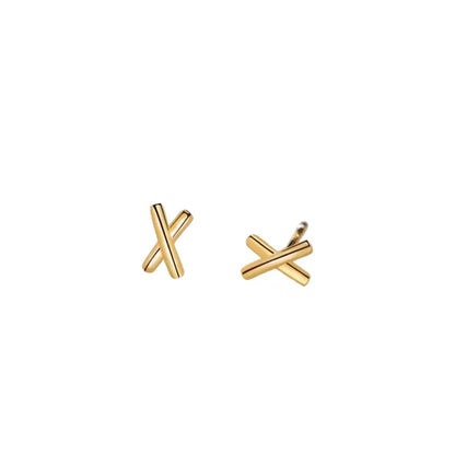 Criss Cross Gold Studs