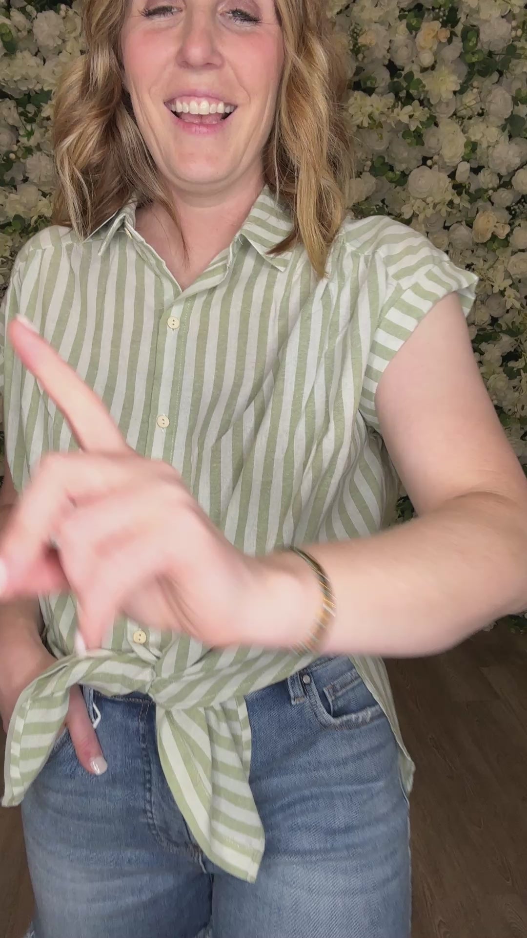 Green Striped Top