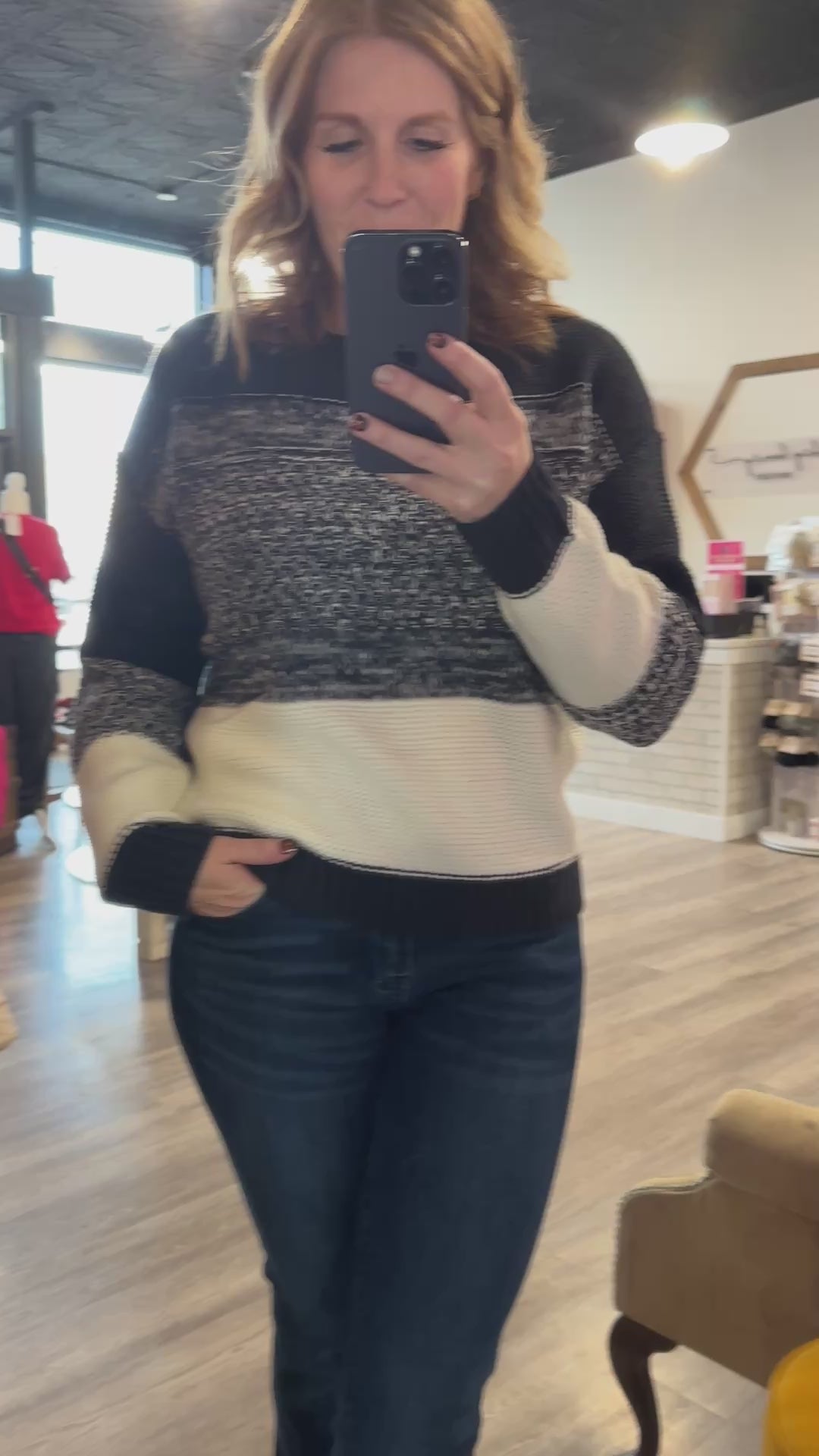 Navy Color Block Sweater