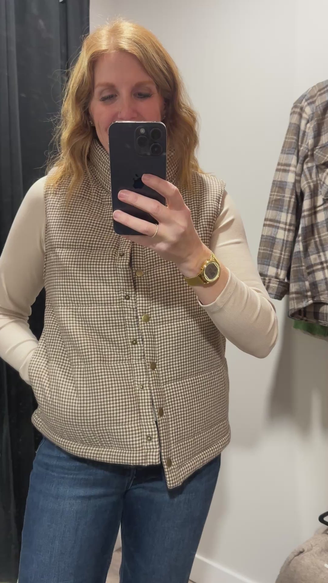 Gingham Puffer Vest