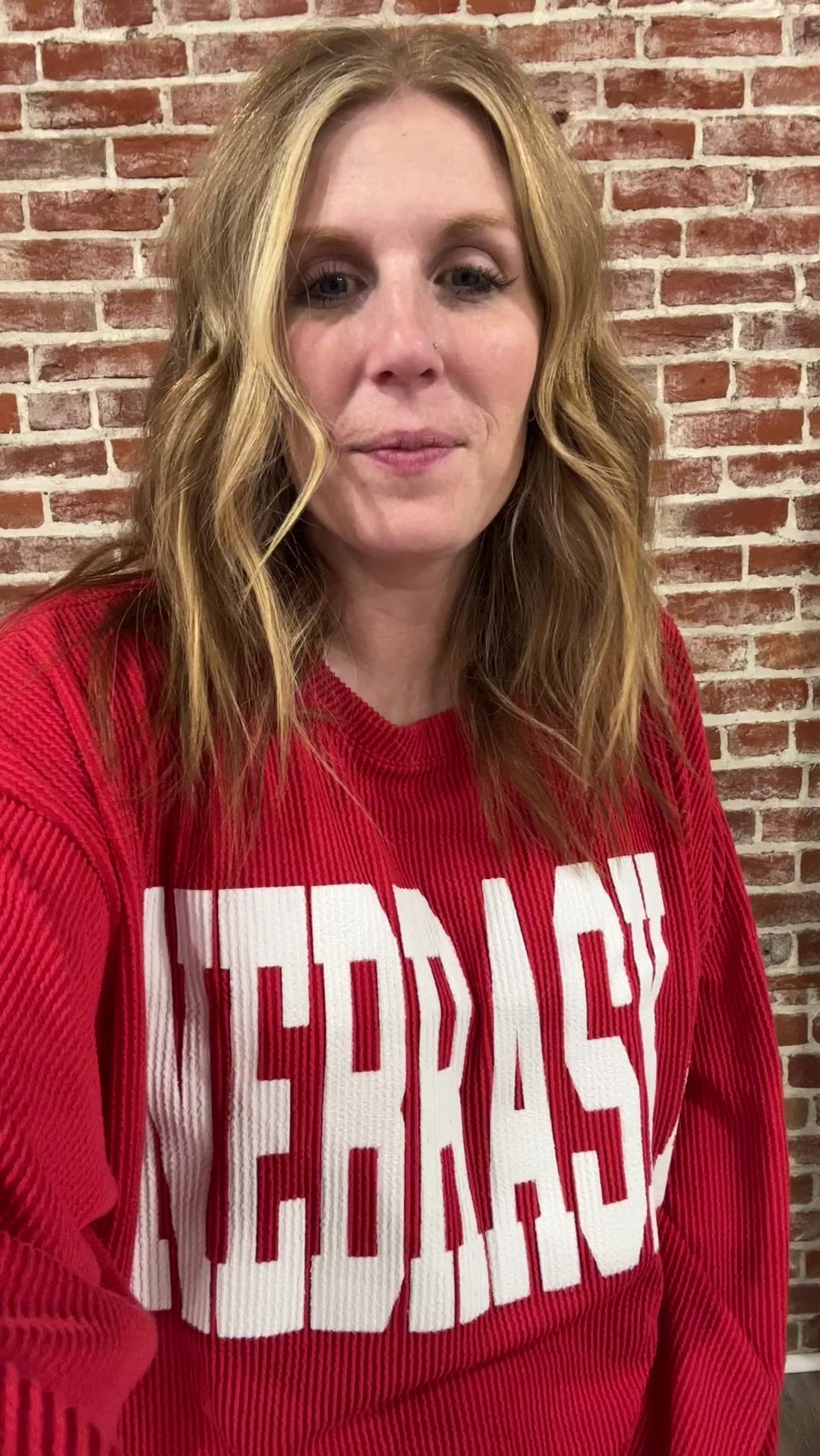 Nebraska Corded Sweatshirt, RED