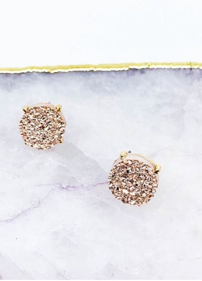 Round Druzy Post Earrings