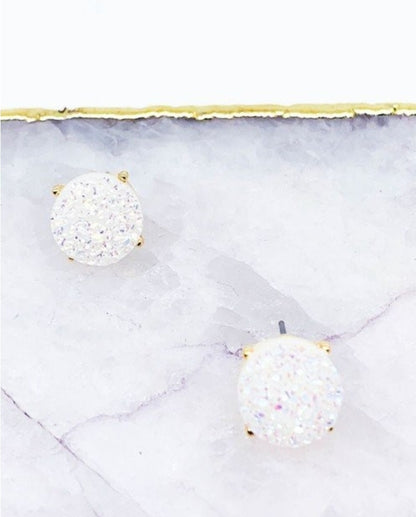 Round Druzy Post Earrings