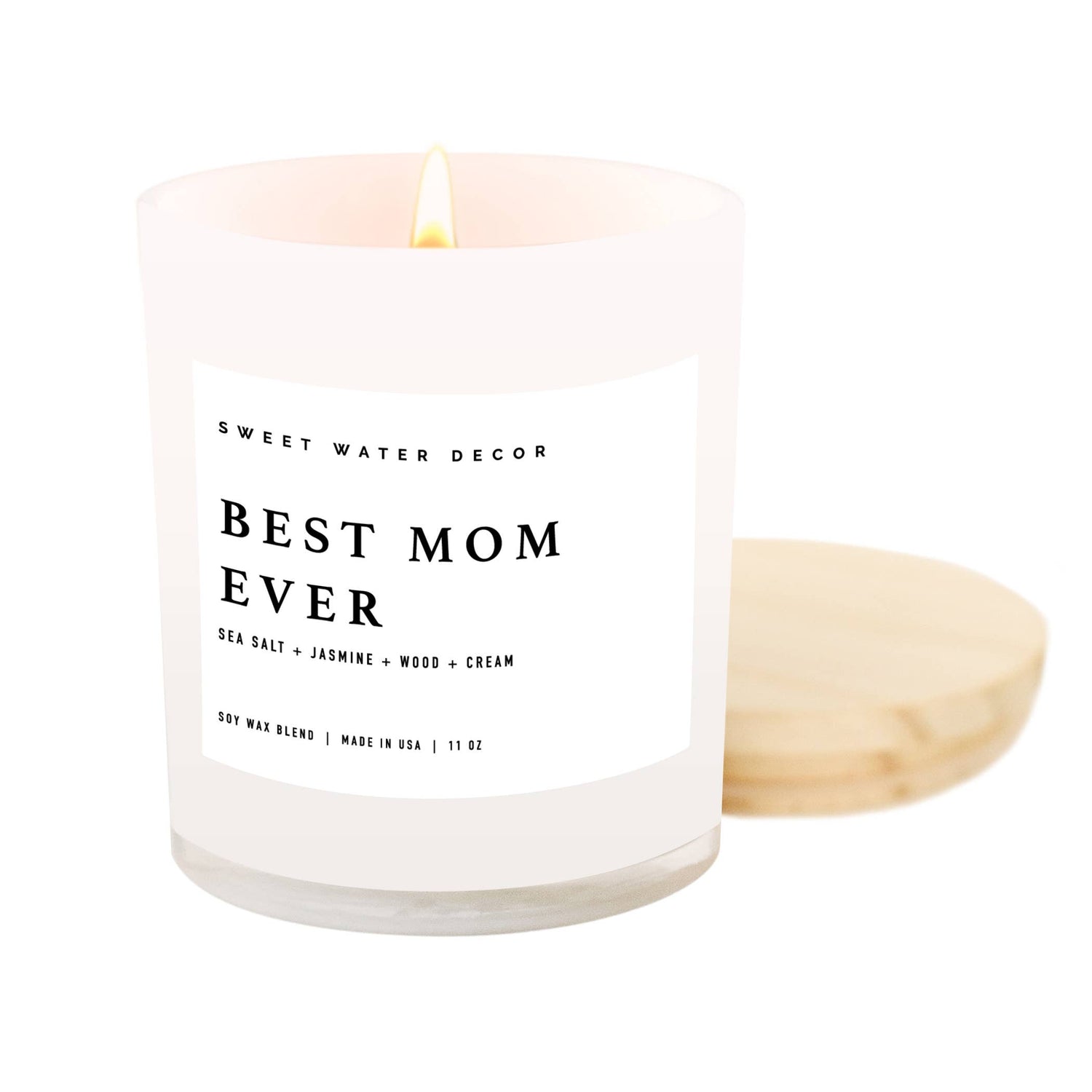 Best Mom Ever! Soy Candle | White Jar + Wood Lid