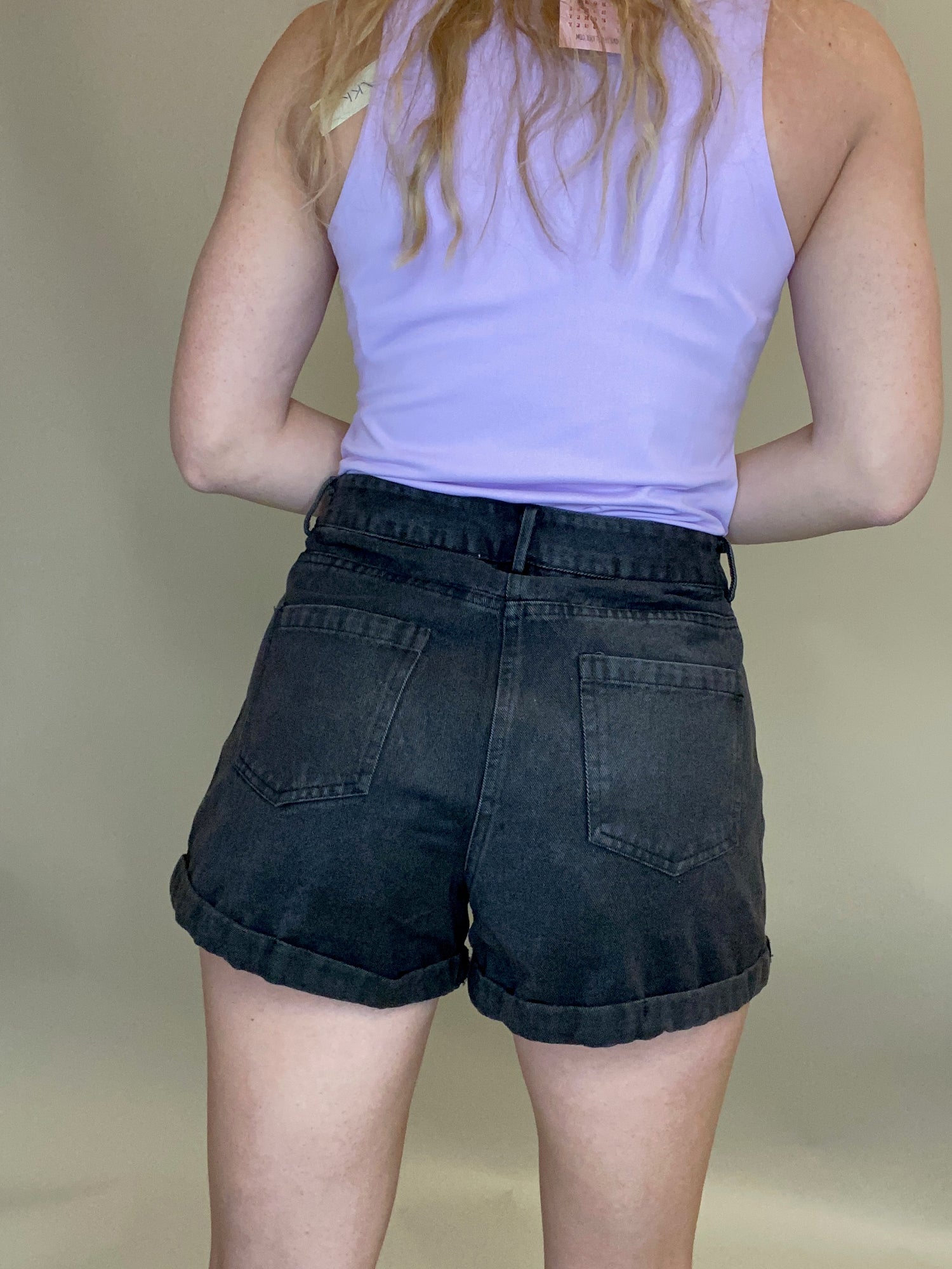 Deena Black Denim Shorts