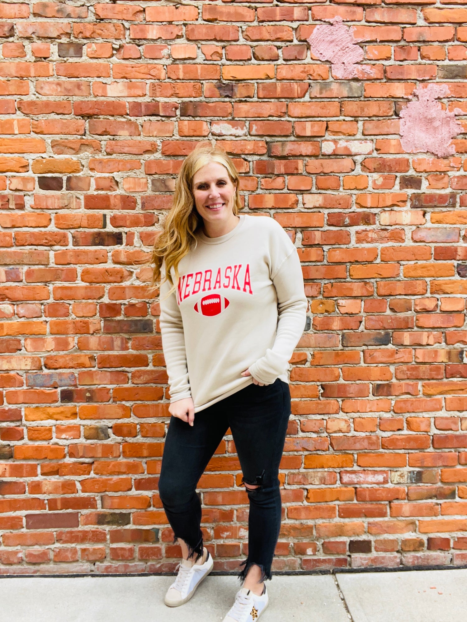 Nebraska Football Sweatshirt-Heather Dust
