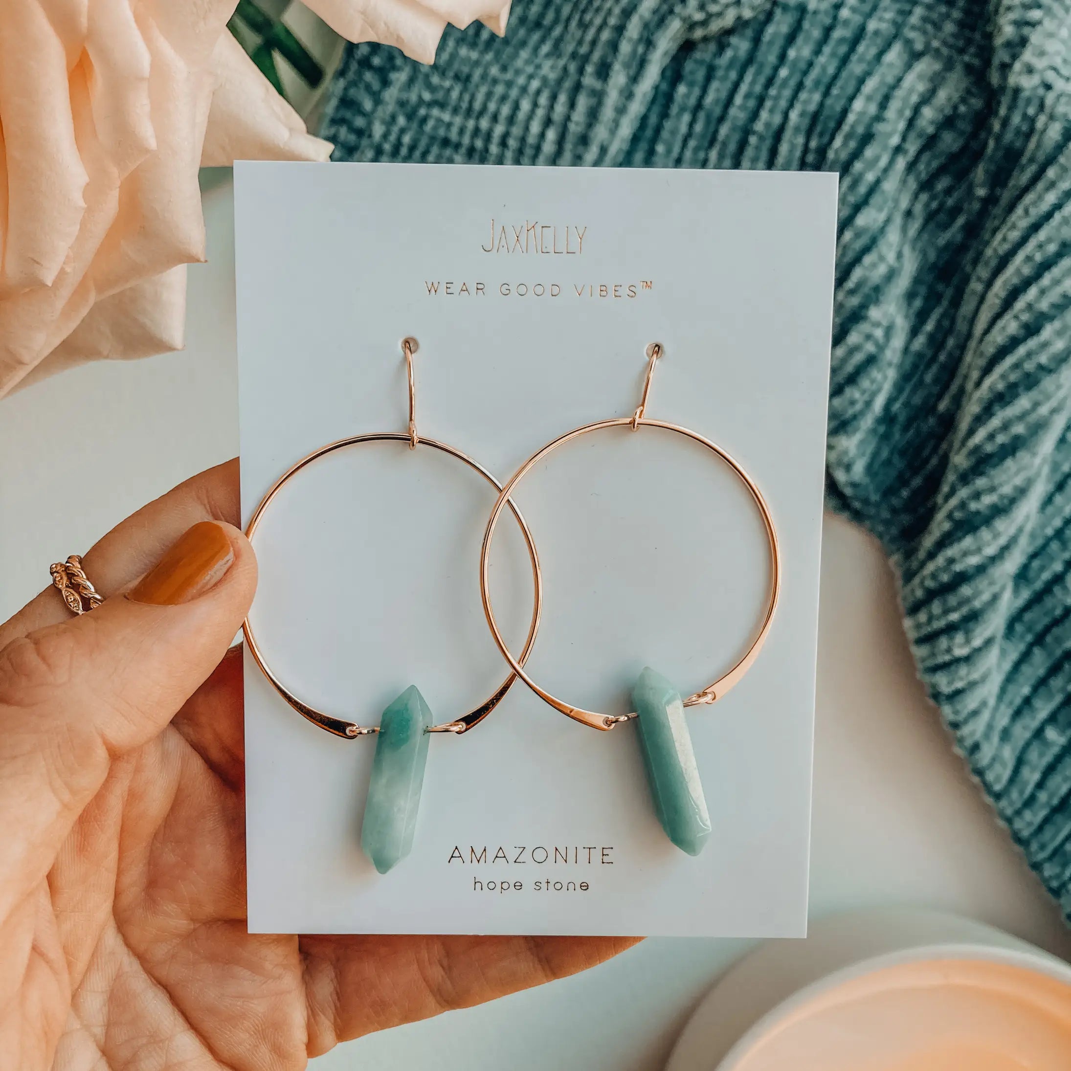 Amazonite Hoops