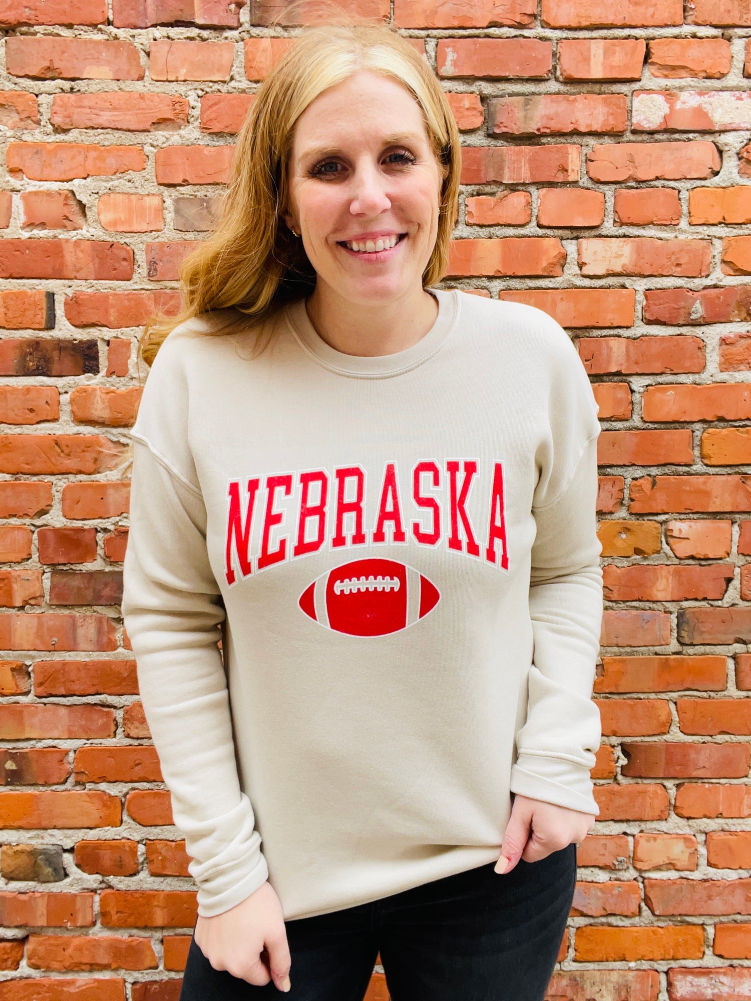 Nebraska Football Sweatshirt-Heather Dust