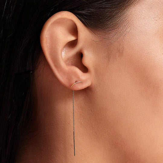 Silver Ear Threader Curve Bar